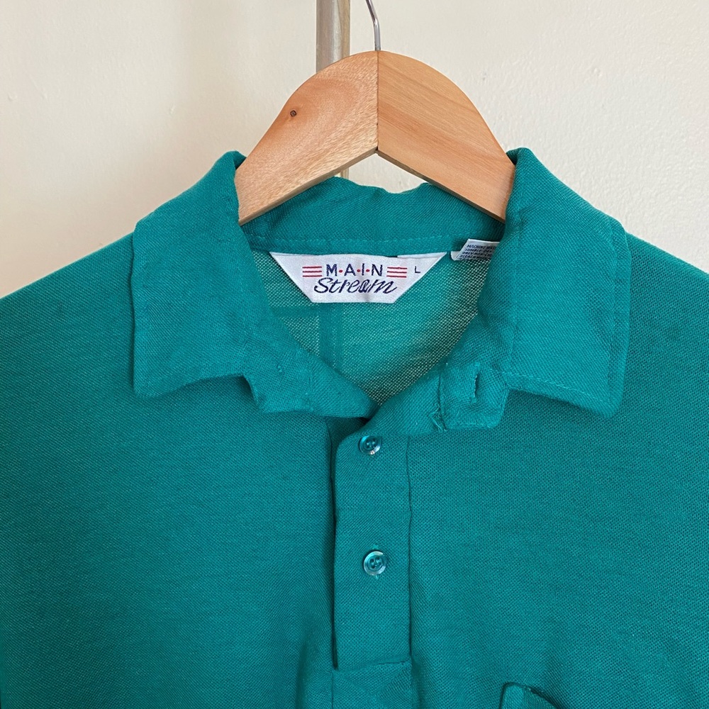 Vintage Main Stream Teal Polo Shirt - Picture 11 of 13